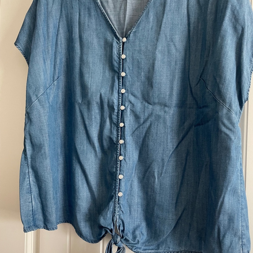 Denim tie front shirt